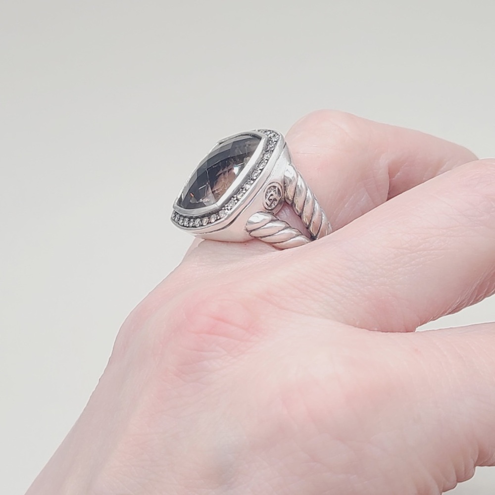 David Yurman Albion Moonlight Ice 17mm Smoky Quartz Diamond Ring - Picture 8 of 10